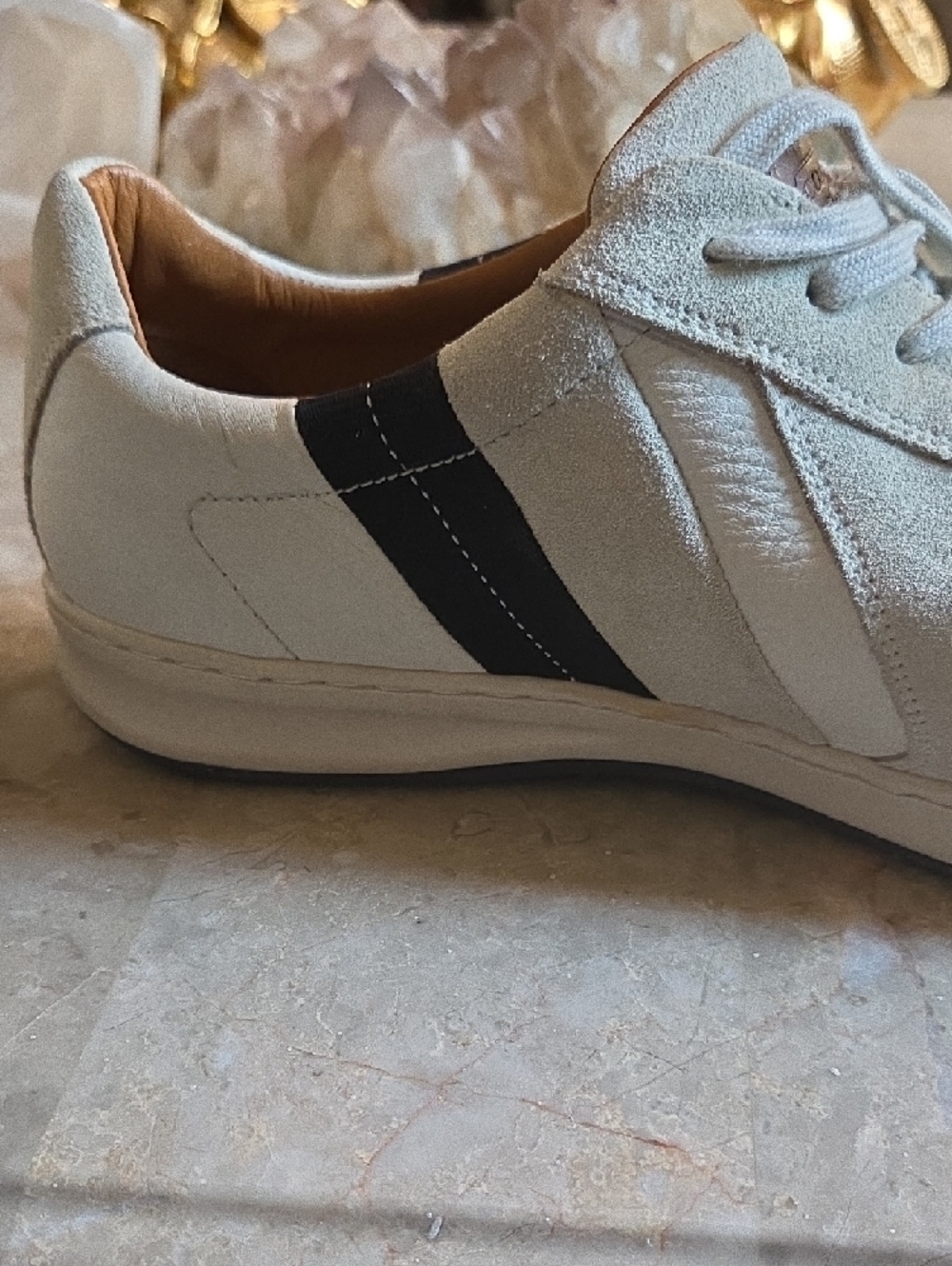 Coach Men’s Cream Suede & Leather Sneakers with Navy Stripe - Picture 8 of 8